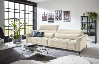 Big-Sofa >Wolve< 2x elektr. Verstellung, 2 Kissen, Cord beige - 280x108x118cm (BxHxT)