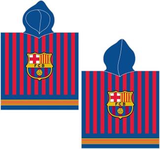 BERONAGE Kapuzenhandtuch FC Barcelona Kinder Kapuzen Fußball Bade-Poncho 60x120 cm, 100% Baumwolle, Frottee in Velours-Qualität