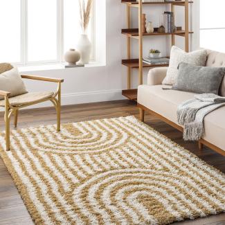 Surya Hochflor-Teppich DUBAI, rechteckig, Höhe: 52 mm, Flauschig, Langflor, Weich, Boho Wohnzimmerteppich, Beige