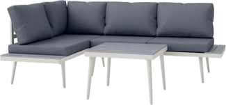 Outsunny Sitzgruppe mit 2er Sofa, Kissen, Beistelltisch, (wetterfest Balkonmöbel-Set, 3-tlg, Gartenmöbel Set für 4 Personen), aus Stahl, für Garten Terrasse Grau