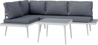 Outsunny Sitzgruppe mit 2er Sofa, Kissen, Beistelltisch, (wetterfest Balkonmöbel-Set, 3-tlg, Gartenmöbel Set für 4 Personen), aus Stahl, für Garten Terrasse Grau
