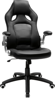 Songmics Racing Stuhl Bürostuhl Gaming Stuhl Chefsessel Drehstuhl PU, schwarz, OBG62B