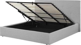 Bett mit Stauraum LORIENT 180 x 200 cm Stoff Grau