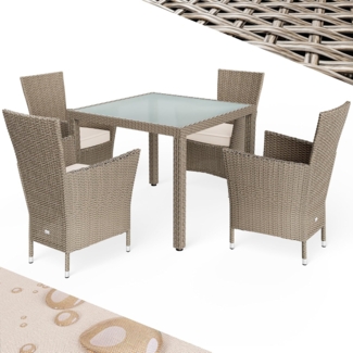 CASARIA® Gartenmöbel-Set, creme, mit Esstisch 90x90 cm