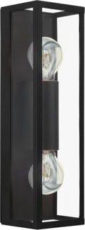 Eglo 99124 Badezimmerleuchte Wandleuchte AMEZOLA Stahl schwarz, Glas klar E27 2X60W IP44 L:11cm B:10cm H:38cm dimmbar