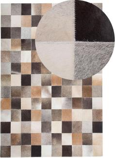 Teppich Kuhfell braun-beige-grau 200x300 cm Patchwork SOKE