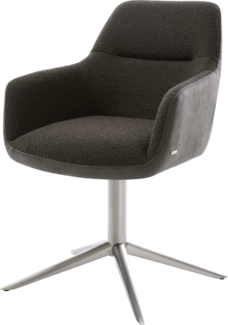 Drehstuhl Pejo-Flex Materialmix Schwarz Fußkreuz Edelstahl 360° drehbar Wippfunktion Taschenfederkern