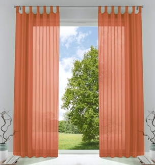 2er-Pack Gardinen Transparent Vorhang Set Wohnzimmer Voile Schlaufenschal mit Bleibandabschluß HxB 245x140 cm Terrakotta, 61000CN
