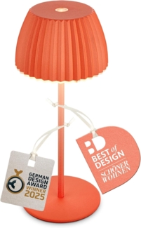 BRILONER - Riffle Mini LED Tischlampe kabellos IP44 mit Lichtkante, 8,5x20 cm, Touchdimmer, Akku tauschbar, Nachttischlampe, LED Lampe, Akku Lampe, German Design Award Winner 2025, Orange