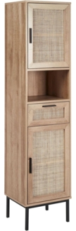 Badezimmerschrank ROSELL Holzwerkstoff 40 cm 36 cm 165 cm Heller Holzfarbton