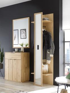 Garderobe Porto 63 Eiche bianco massiv 3-teilig Garderobenset Flur