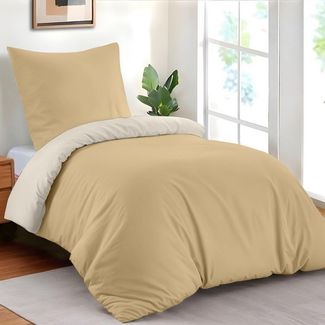 Dreamzie - Bettwäsche Set 140x200 cm mit 1 Kissenbezüg 65x65 cm Beige/Sand - 1 Bettbezug 140x200 aus 100% Mikrofaser - Zertifiziert ohne Chemikalien (Oeko TEX)