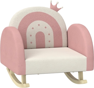 AIYAPLAY Sessel Kindersessel, Kindersofa mit Krone Dekor, Samtoptik (Schaukelstuhl, 1-St, Kinderstuhl), für Schlafzimmer, Spielzimmer, Rosa