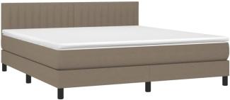 vidaXL Boxspringbett mit Matratze & LED Taupe 180x200 cm Stoff 3133337