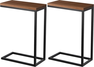 Ribelli Beistelltisch 2er Set, C-Förmiger Sofatisch 45 x 25 x 67 cm (BxTxH), Wohnzimmertisch Holz mit Metallgestell, Couchtisch Kaffeetisch Nachttisch für Schlafzimmer, Wohnzimmer