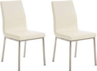 CLP 2er Set Esszimmerstühle Colmar Edelstahlgestell,creme