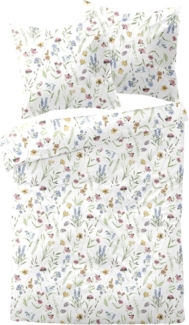 Dormisette Mako-Satin Bettwäsche Blumen bunt|135x200 cm + 80x80 cm