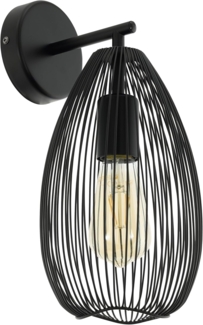 Eglo 49143 Wandleuchte CLEVEDON Stahl schwarz E27 1X40W L:17cm H:35cm B:20cm dimmbar