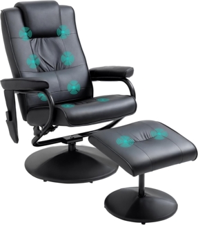 HOMCOM Massagesessel Relaxsessel Fernsehsessel TV Sessel mit Massagefunktion inkl. Hocker Kunstleder Schwarz 77 x 84 x 95 cm
