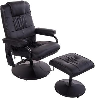 HOMCOM Massagesessel Relaxsessel Fernsehsessel TV Sessel mit Massagefunktion inkl. Hocker Kunstleder Schwarz 77 x 84 x 95 cm