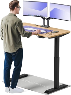 Höhenverstellbarer Schreibtisch (120x60 cm) - Sitz- & Stehpult mit Ladebuchsen - Schreibtisch Höhenverstellbar Elektrisch Touchscreen & Stahlfüßen - Schreibtisch Höhenverstellbar von Desktronic