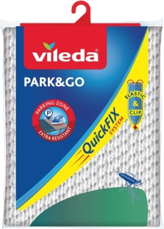 Vileda Park+Go, Bügelbrettabdeckung, Baumwolle, Schaum, Polyurethan, Schwarz, Rot, Abbildung, 45 cm, 130 cm
