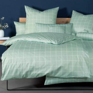 Janine Mako Satin Bettwäsche 2 teilig Bettbezug 135x200 cm Kopfkissenbezug 80x80 cm Modernclassic 39025-16 jadegrün