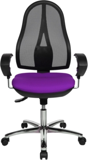 Topstar Open Point SY Deluxe, ergonomischer Syncro-Bandscheiben-Drehstuhl, Bürostuhl, Schreibtischstuhl, inkl. Armlehnen (höhenverstellbar), Stoff, lila