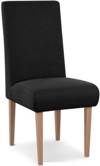 CAVADORE Esszimmerstuhl Kira / Polsterstuhl für Küche, Esszimmer oder Wohnküche / Passend zur Küchengarnitur Kira / Leichte Fleckenentfernung dank Soft Clean / 48 x 103 x 62 / Flachgewebe: Schwarz