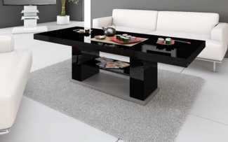 designimpex Couchtisch Design HN-777 Schwarz - Grau Hochglanz höhenverstellbar ausziehbar