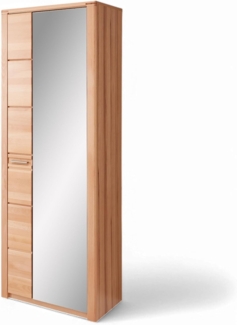 Stella Trading Nature ONE Garderobenschrank mit Spiegel in Kernbuche Teil-massiv FSC-Zertifiziert - Flurgarderoben Schrank mit viel Stauraum - 74 x 201 x 40 cm (B/H/T)