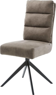 Drehstuhl Pela-Flex Mikrofaser Taupe Vintage Kreuzgestell breit Schwarz 360° drehbar Wippfunktion Taschenfederkern