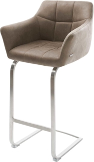 Barstuhl Yulo-Flex Vintage Taupe Freischwinger flach Edelstahl