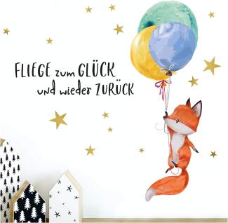 Little Deco 'Fuchs & Spruch Fliege zum Glück' Wandtattoo 87x50 cm (BxH)