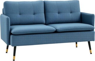 HOMCOM 2-Sitzer Couch mit Dickem Kissen, Leinenoptik, Polstersessel 1 Teile, für Wohnzimmer, Schlafzimmer, Dunkelblau