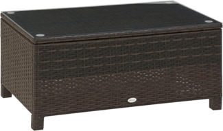 Outsunny Gartentisch Garten Beistelltisch Polyrattan (Balkontisch, 1-St, Couchtisch), Braun 85 x 50 x 39 cm