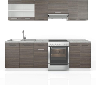 Küchenzeile Raul Edelgrau/Weiß 240 cm , AP Marmor Vicco