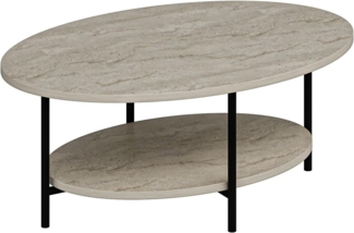 Hanah Home Elegant Coffee Table, Travertine Color, 90 x 36 x 60 cm | 100% Melamine Coated Particle Board, 18 mm Thick | Stylish Marble Design for Modern Living Spaces