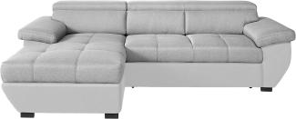 Mivano Ecksofa Speedway / Moderne Couch in L-Form mit verstellbaren Kopfteilen und Recamiere / 267 x 79 x 170 / Zweifarbig: Grau-Hellgrau