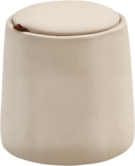 HOMCOM 2-in-1 Ottomane Sitzhocker Runde Polsterhocker Fußbank inklusive Stauraum, abnehmbaren Deckel in Samtoptik Beistelltisch für Wohnzimmer Schlafzimmer Beige Ø44x47,5 cm