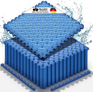 tillvex® Pool Bodenschutzmatte Blau - 24 Stück | Unterlegmatte für Pool & Planschbecken | Poolmatte Bodenmatte Outdoor | Poolunterlage Bodenschutz Matten wärmeisolierend | Whirlpool Bodenfolie weich