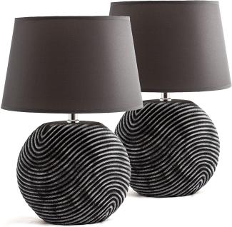 2er Set Tisch- oder Nachttischlampen Anthrazit Grau - 38 cm Hoch