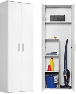 mokebo® Besenschrank 'Der Lange' moderner Mehrzweckschrank mit Staubsaugerfach, Schrank & Putzschrank, Made in Germany | 60 x 180 x 34 (B/H/T in cm) | Weiß