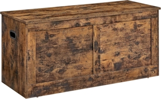 VASAGLE Storage Chest, Storage Bench, Blanket Box with 2 Safety Hinges, Shoe Storage Bench, Barn Style, 40 x 100 x 46.5 cm, for Hallway, Bedroom, Living Room, Rustic Brown LSB164K01