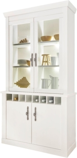 Vitrine Fiastra in weiß Pinie Landhaus 110 x 207 cm