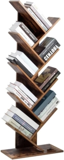 BAKAJI Bücherregal für Bücherregal, mit 10 geneigten Ablagen aus MDF-Holz, Antik-Effekt, modernes Industrie-Design für Wohnzimmer, Wohnzimmer, Büro, Maße: 141 x 25 x 50 cm