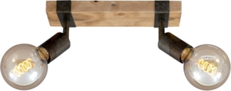 BRILONER - Deckenlampe Vintage schwenkbar, Holzbasis, E27 Fassung, max. 25 Watt, Deckenleuchte, Lampe, Wohnzimmerlampe, Schlafzimmerlampe, Küchenlampe, Deckenstrahler, 28 x 10 x 9 cm, Holz-Schwarz