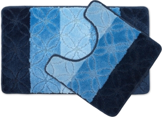Emma Barclay Halo Bad-Set, gestreift, 45x75 cm, 45x45 cm, Blau, 2-teilig
