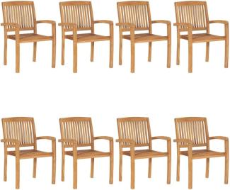 vidaXL Stapelbare Gartenstühle 8 Stk. Massivholz Teak 3073209