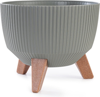 KONZEPT Blumentopf Pflanzschale 24/29cm Blumentopf mit Füßen, mit Wasserabfluss-Einsatz, wetterfest & UV-beständig, Übertopf für Innen & Außen